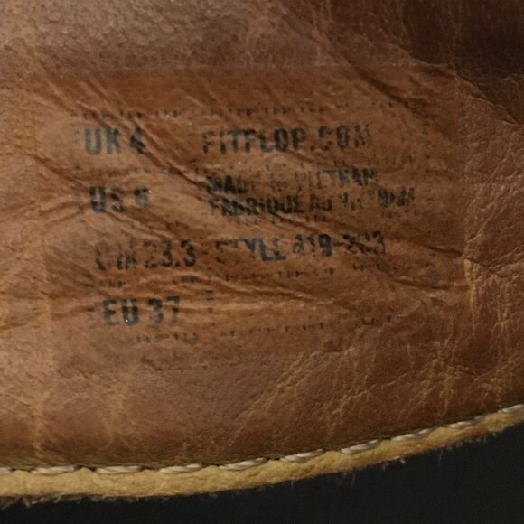 Fitflop Pink Gold Azteck Chada Womens 37 EU/ 6 US Slide Slip On Leather Rubber - Picture 13 of 16